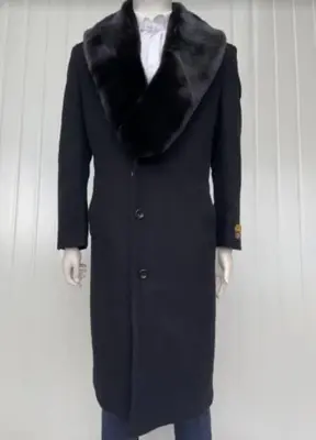 Mens Overcoat -Mens Long Wool Topcoats- Topcoat For Men-Mens Cashmere Blend Blue Full length Overcoat