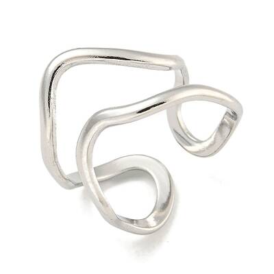 Non-Tarnish 304 Stainless Steel Irregular Open Cuff Ring for Women