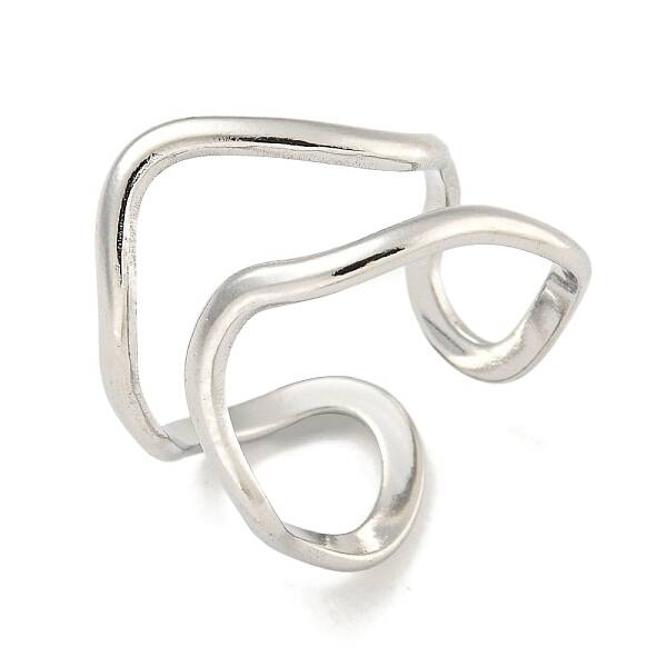 Non-Tarnish 304 Stainless Steel Irregular Open Cuff Ring for Women