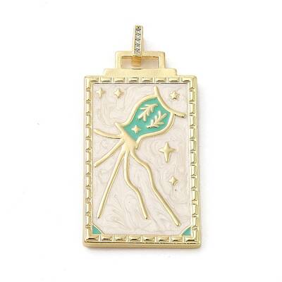 Brass Micro Pave Cubic Zirconia Pendant with Enamel