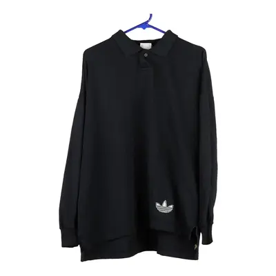 Adidas Long Sleeve Polo Shirt - Large Black Cotton Blend