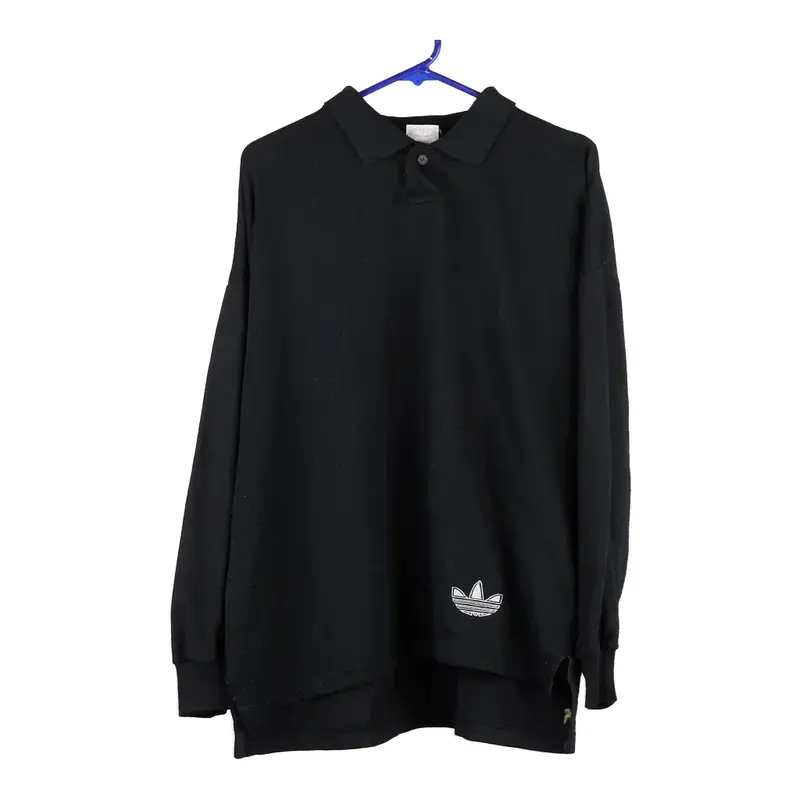 Adidas Long Sleeve Polo Shirt - Large Black Cotton Blend