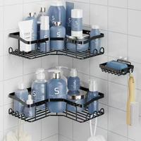 3 Count BLack Wall Mounted Shower Shelves, Bathroom Accessories Storage Corner Rack Set, Birthday Fathersdaygifts Idea, Home ...