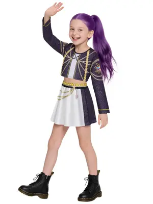 Teen Girls' K-Pop Rumi Character Crop Top & Skirt Set, Halloween Role-Playing, Trendy Costume for Teenage Girls