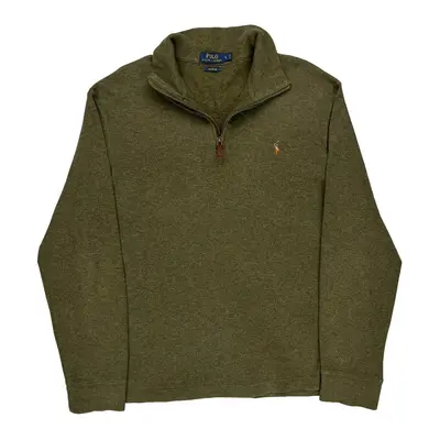 Ralph Lauren 1/4 Zip - Large Green Cotton Blend