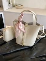 Women's Fashionable Solid Color Handbag & Crossbody Bag, Casual Versatile Large Capacity Shoulder Bag Set, Trendy High-qualit...