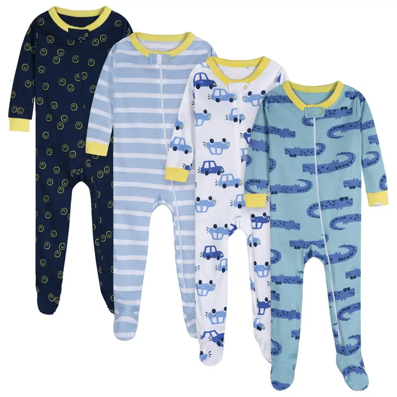 Onesies Brand Baby Boys' Long Sleeve Union Suit, 4-pack