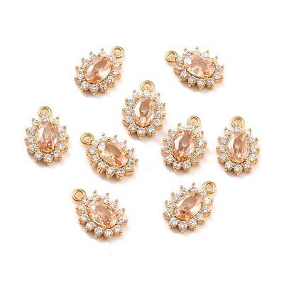 Real 18K Gold Plated Brass Micro Pave Cubic Zirconia Charms