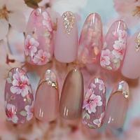 Flower Pattern Fake Nail, 24pcs/pack Rhinestone Decor Fashion Press on Nails for Women & Girls DIY Nail Art, Elegant Stick on...