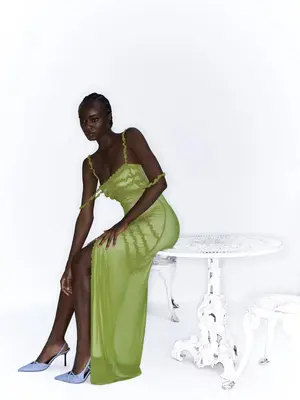 ARABELLA GREEN RUFFLED DRESS | Size: S