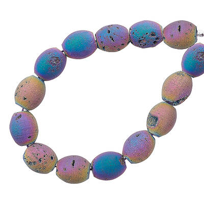 Electroplated Natural Druzy Geode Agate Bead Strands