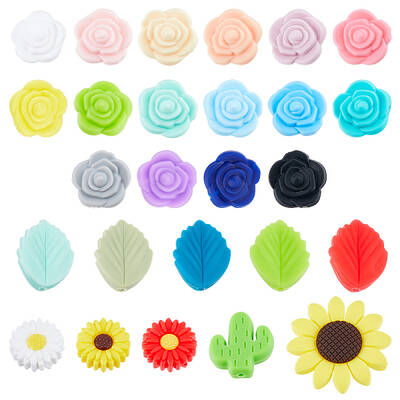 37Pcs 26 Styles Food Grade Eco-Friendly Silicone Beads