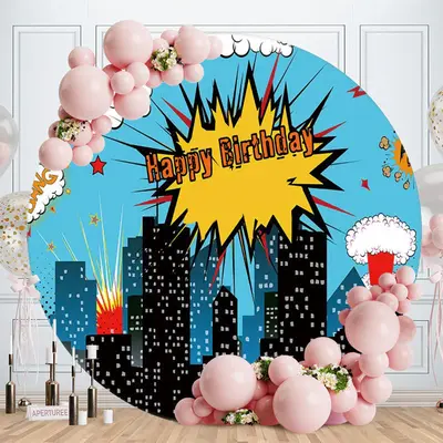 Aperturee Sliver Bokeh Glitter Round Birthday Backdrop | Round Backdrop Stand Covers | Birthday Round Backdrop Cover | Circle...