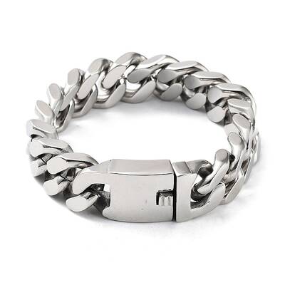 Non-Tarnish 304 Stainless Steel Cuban Link Chains Bracelets for Men & Women