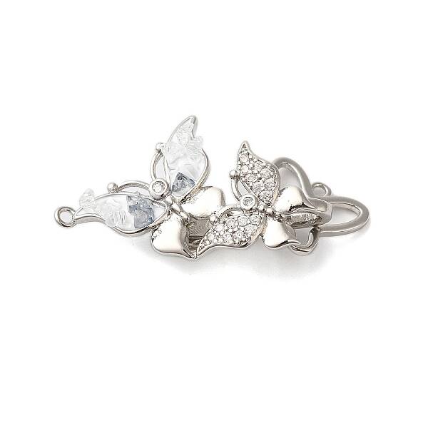 Brass Micro Pave Clear Cubic Zirconia Fold Over Clasps