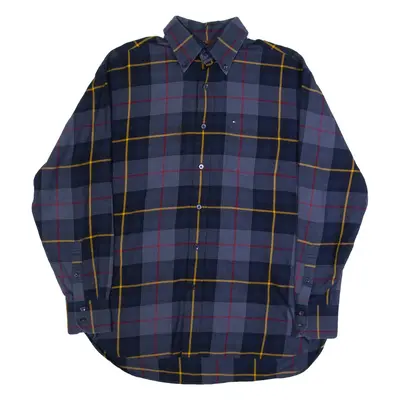 TOMMY HILFIGER Soft Touch Mens Shirt Blue Check Long Sleeve M