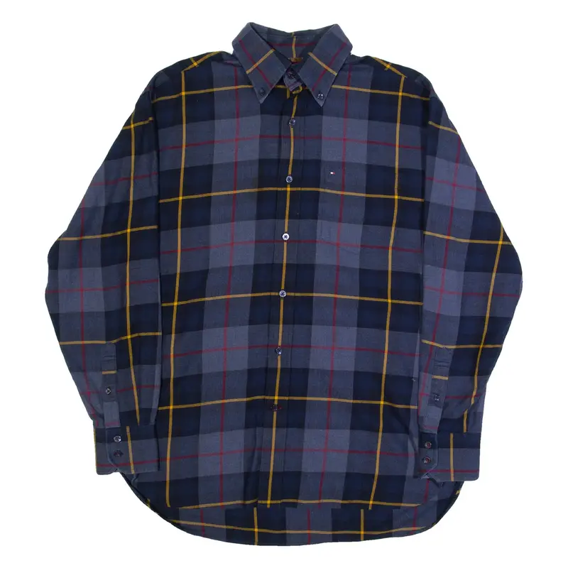 TOMMY HILFIGER Soft Touch Mens Shirt Blue Check Long Sleeve M