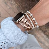 Luxury Cubic Zirconia Stainless Steel Strap for Apple Watch – Adjustable Metal Jewelry Band in Rose Gold, Silver, Gold, or ...