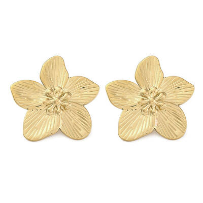 304 Stainless Steel Flower Theme Stud Earrings For Women