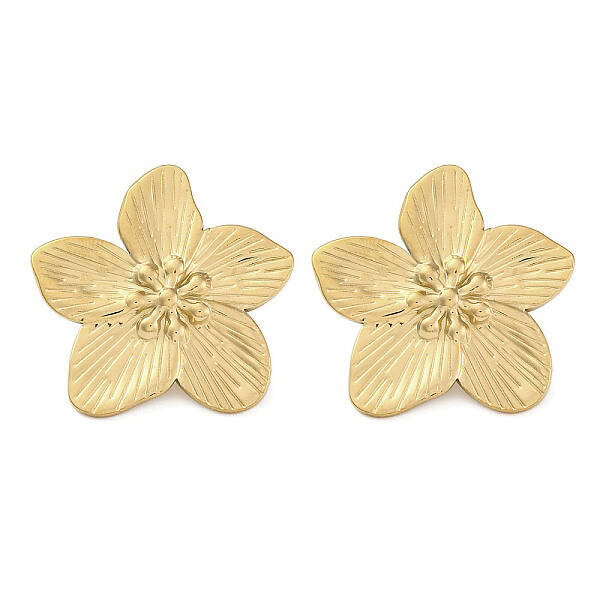304 Stainless Steel Flower Theme Stud Earrings For Women