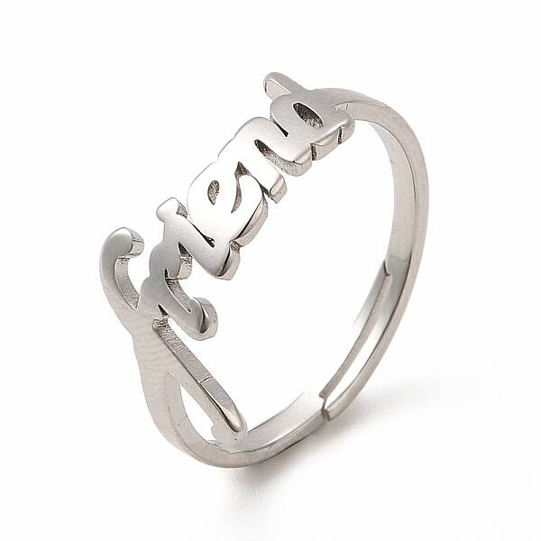Non-Tarnish 304 Stainless Steel Word Friend Adjustable Ring for Women