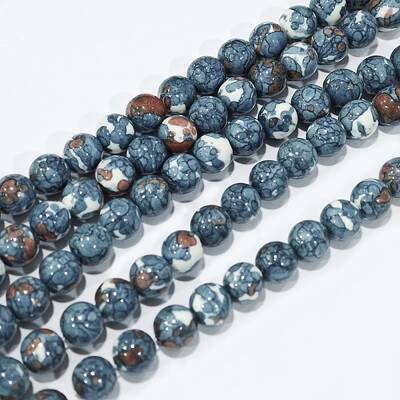 Synthetic Ocean White Jade Round Bead Strands