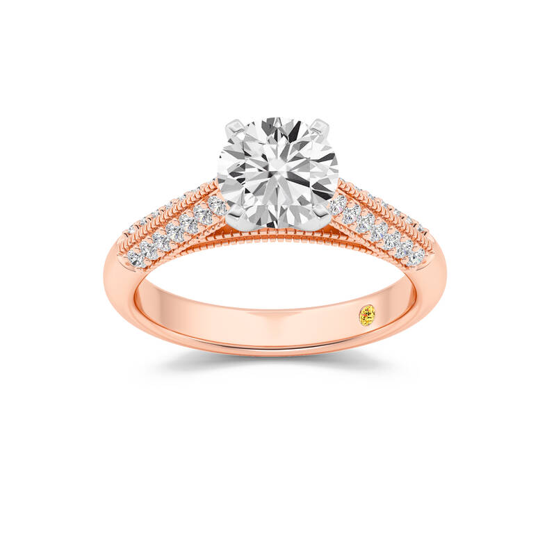 Storm Knife Edged Cathedral Round Lab Grown Diamond Engagement Ring | 18K Rose Gold 1 1/5 CT. TW.