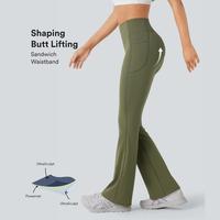 Halara SoCinched High Waisted Scrunch Butt Lifting Tummy Control Side Pocket Shaping Yoga UltraSculpt Bootcut Leggings #summe...