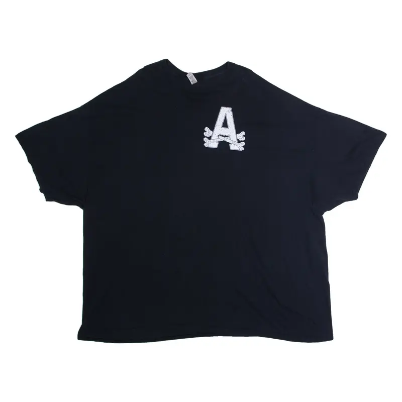 GILDAN Mens T-Shirt Black Crew Neck 5XL