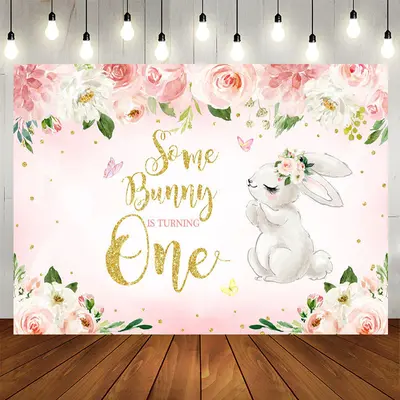 Aperturee Some Bunny Is Turning One Birthday Theme Backdrop
