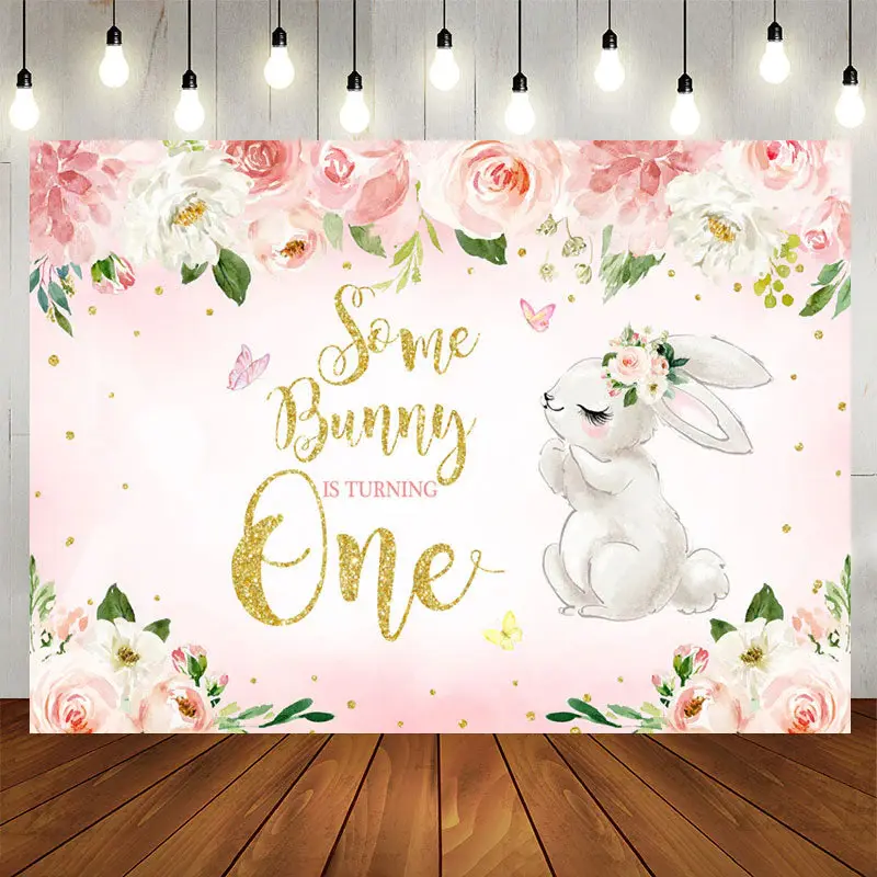 Aperturee Some Bunny Is Turning One Birthday Theme Backdrop