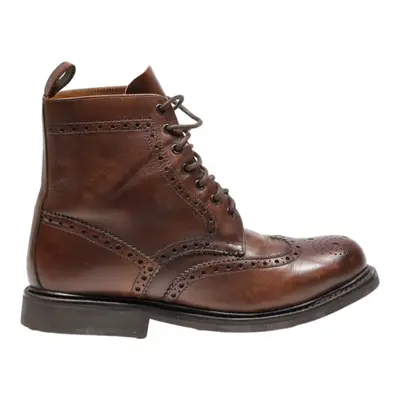 HERRING SHOES Brogue Lace-Up Boots Brown Leather Mens UK 7