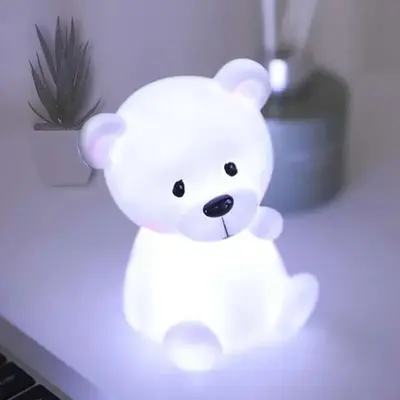 Cute Bear Shaped Night Light for Cozy Corner, Twisted Head Bear Little LED Lights for Home, Desktop Room Lights, Atmosphere L...