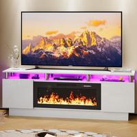 【2 Packages Shipping】PUKAMI 70 Inches Fireplace TV Stand for TVs up to 80 Inches Console with 36'' Electric Fireplace & R...