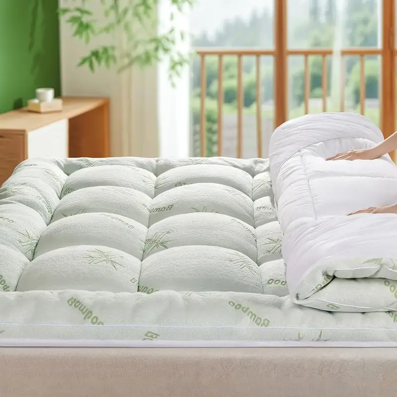 Cooling Bamboo Mattress Topper  – Soft, Comfortable Pillow-Top, Extra-Thick Quilting, Deep Pockets, Multiple Sizes for Ulti...