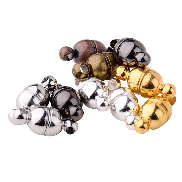 Mixed Color Oval Brass Magic Magnetic Clasps with Loops for Jewelry Making