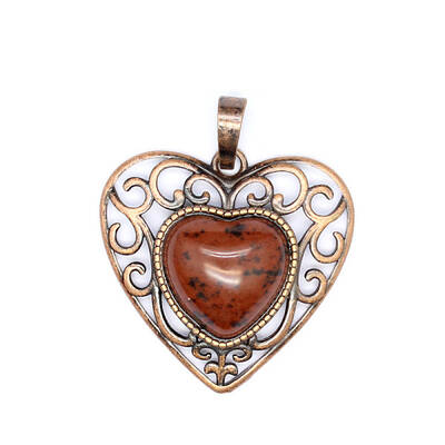 Retro Hollow Natural Mahogany Obsidian Pendants