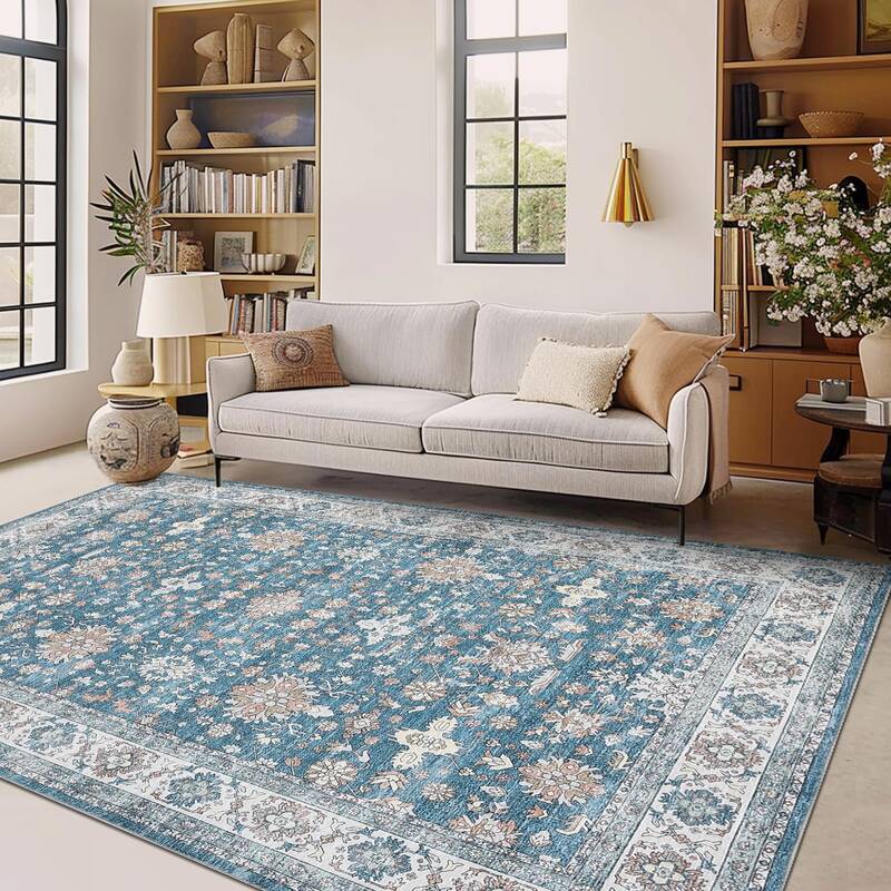 Garvee Washable Area Rugs Non-Slip Vintage Distress Large Rugs for Living Room Bedroom Dining Room Nursery Office Neutral Ori...