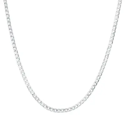 Sterling Silver 4mm Width Curb Link Chain Necklace in 14 Inches