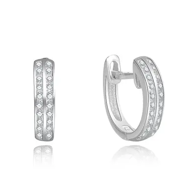 Beneto Playful Silver Earrings with Clear Zirconia AGUC2697-W