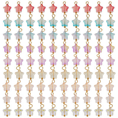 90Pcs 9 Colors Electroplate Glass Charms