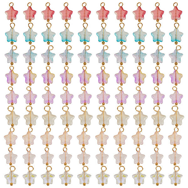 90Pcs 9 Colors Electroplate Glass Charms