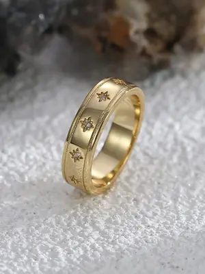 Women's 1 Piece Multi-color Copper Ring, Minimalist Shiny Rhinestone Decor Ring, Fashion Dainty Jewelry Accessories for Women