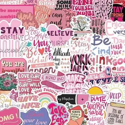 Inspirational Phrase Sticker, 50pcs/set Self Adhesive Decorative Sticker, DIY Decals for Cellphone, Water Bottle, Laptop, Pho...