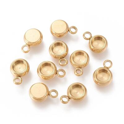 Ion Plating(IP) 304 Stainless Steel Pendant Cabochon Settings
