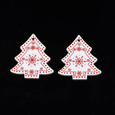 Christmas Theme Spray Painted Wood Pendants