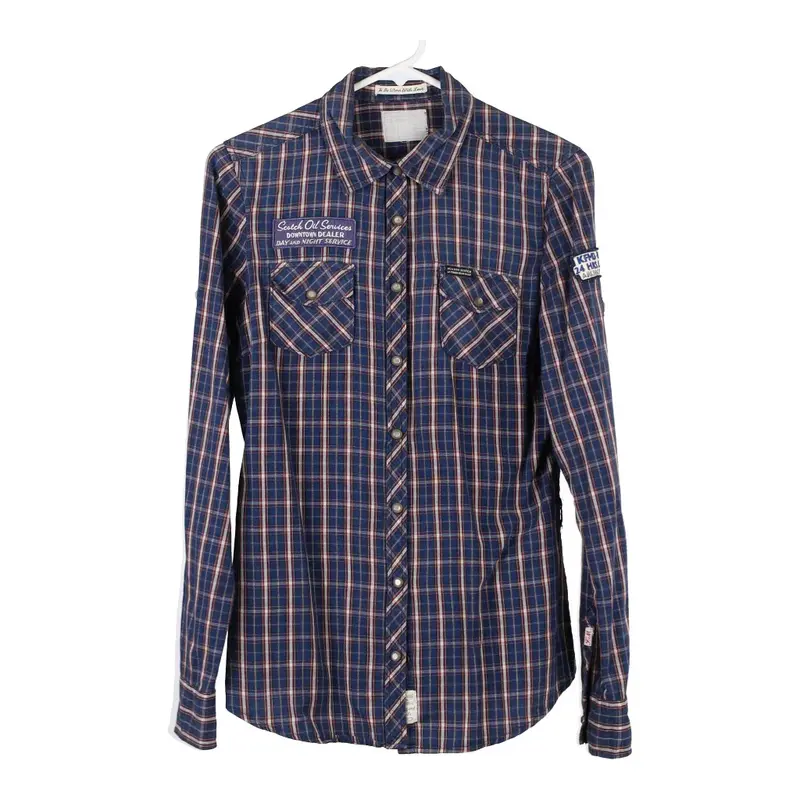 Maison Scotch Checked Shirt - Small Blue Cotton