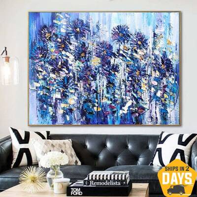 Large Flowers Artwork Paintings On Canvas Purple Painting Purple Modern Textured Painting Oil Painting Modern Artwork Decor |...