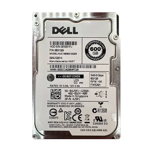 4J5P1 Dell 600GB 6Gb/s SAS 15000 2.5-inch 64MB Hard Drive