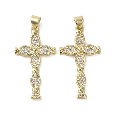 Brass Micro Pave Clear Cubic Zirconia Pendants